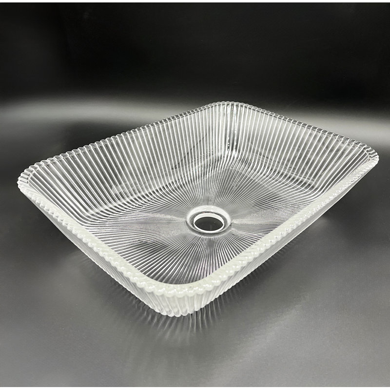 Lavabo de salle de bain rectangulaire en verre 18 po Charlie - Collection Modern Style, Transparent