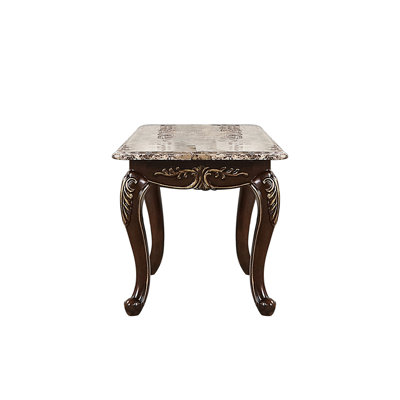 Élément de finition élégant, en bois de cerisier et en marbre, s'adapte à plusieurs styles de décoration, bureau de salon polyvalent à installation instantanée, rehausse l'ambiance, aucun assemblage requis