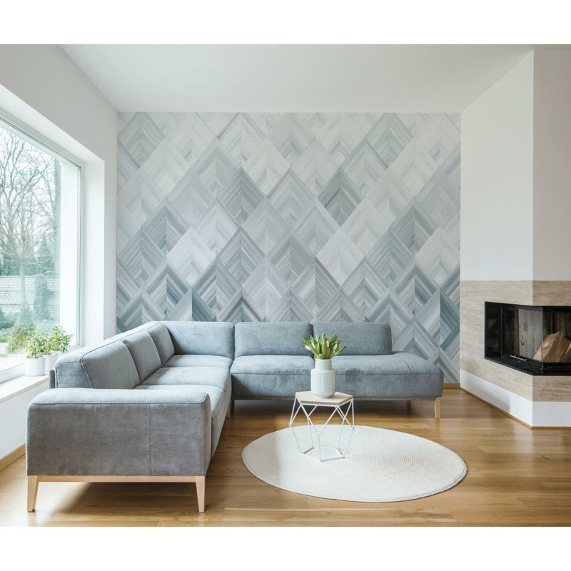 Panneau mural L 9 pi x l 90 po Diamond Parquet, Bleu