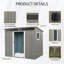 Remise de rangement extérieure en métal 8 pi x 6 pi avec fenêtre, plaque transparente et porte coulissante verrouillable pour jardin, pelouse-121497819