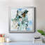 Chouette sur fond bleu - Reproduction d'art sur toile encadrée-569796312-569796313