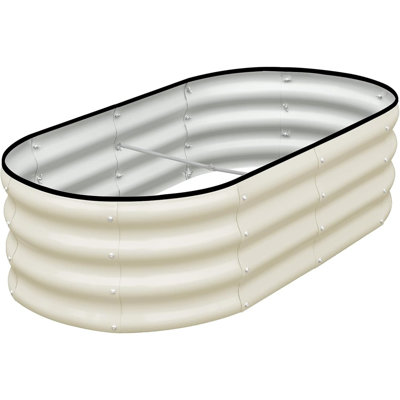 Galvanized Oval Metal Raised Garden Bed Planter Box For Outdoor Vegetables & Plants