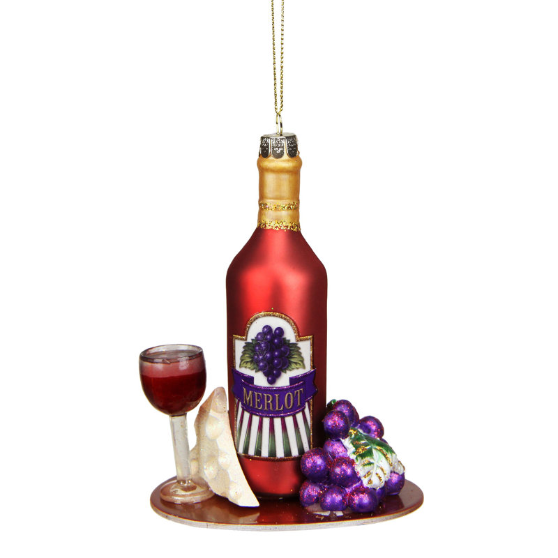 Ornement en verre de Noël 5 bouteilles «Red» Merlot