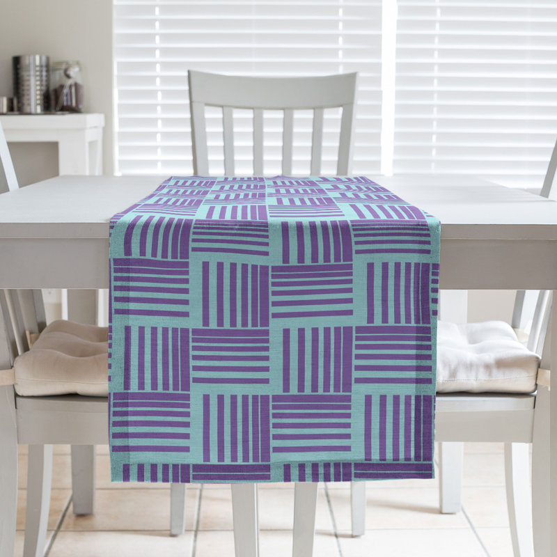 Fractured Stripes Table Runner, 16" x 72", Liht Teal/Purple