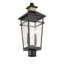 Lanterne murale d'extérieur 2 lumières Kingsley en noir mat avec accents laiton chaud