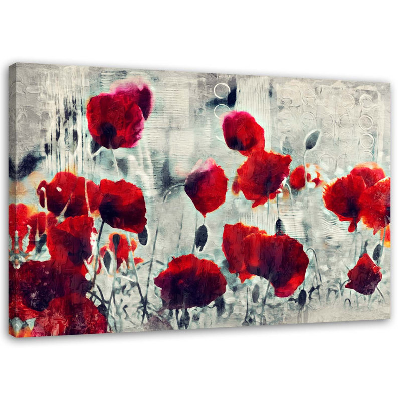 Painting on canvas, painting of poppies, 60cm H x 90cm W