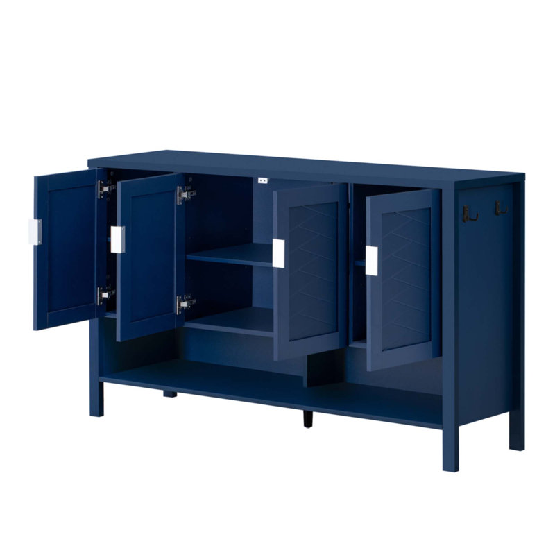 Buffet de rangement 55,1 po avec 4 portes, Marine