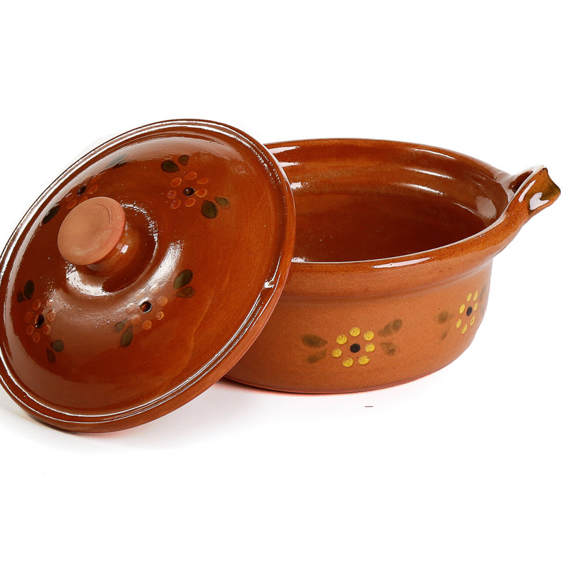 Small Terracotta Mexican Clay Lidded Cazuela Pot
