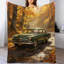 Jeté en flanelle de voiture de luxe rétro vert, couverture douce et chaude pour le canapé-lit du salon-132936472
