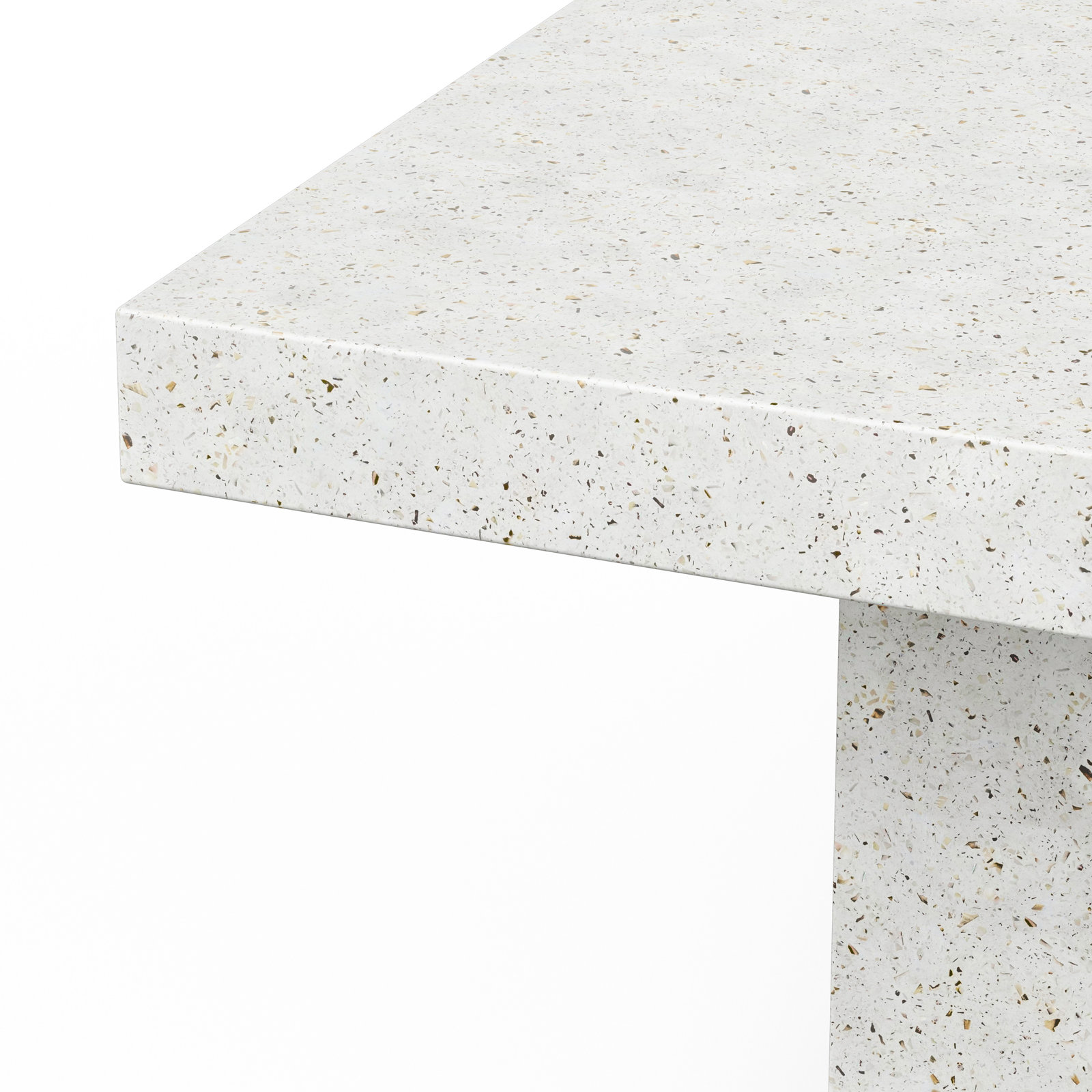 Kareen Pedestal Dining Table, 82.75" L x 39.25" W, Standard Table (30.5" Height), Ivory Terrazo
