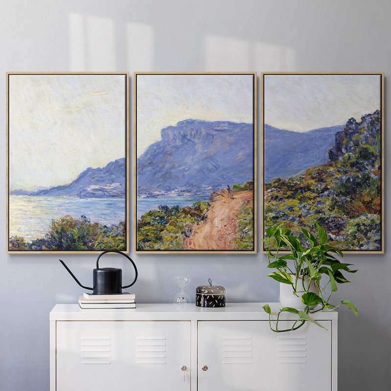 Monet, reproduction sur toile 3 pièces, H 24 po x l 48 po x P 2 po, Naturel