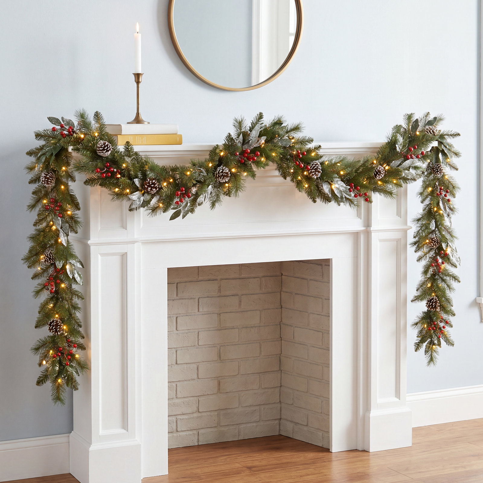 108" Pre-Lit Berry Christmas Garland