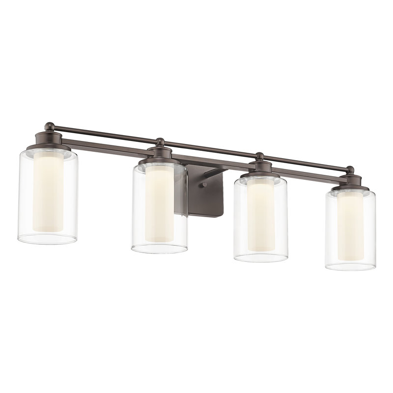 Éclairage pour salle de bain 4 lumières DEL à intensité variable moderne, 5 températures de température réglables, bronze huilé