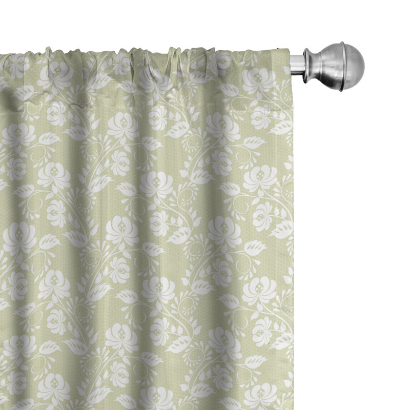 Floral Semi-Sheer Rod Pocket Curtain Panels, 28" x 95"