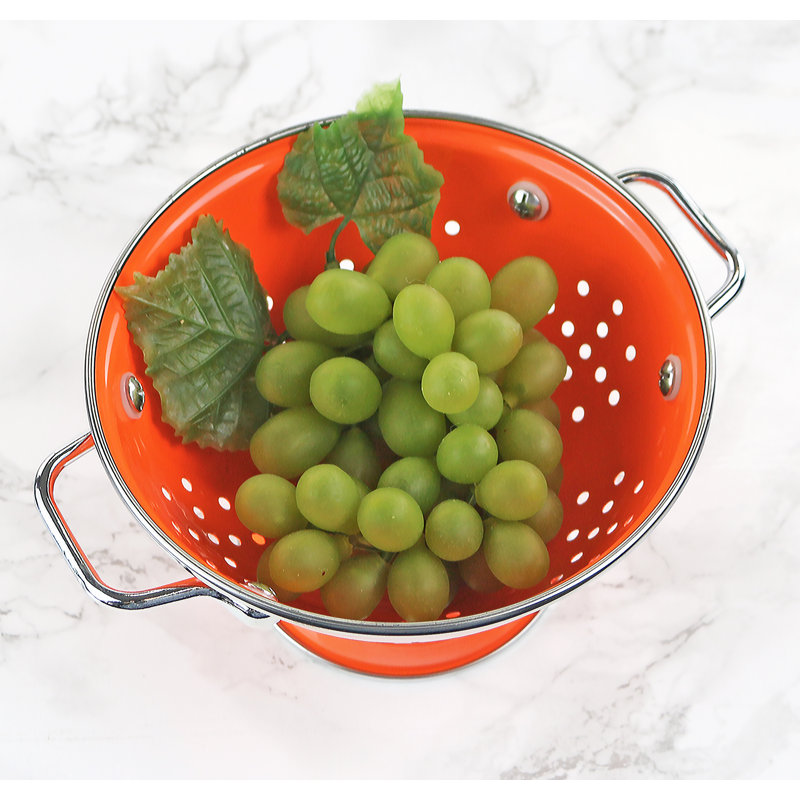 Prep & Savour Adame Steel Colander, Orange, 1 QT