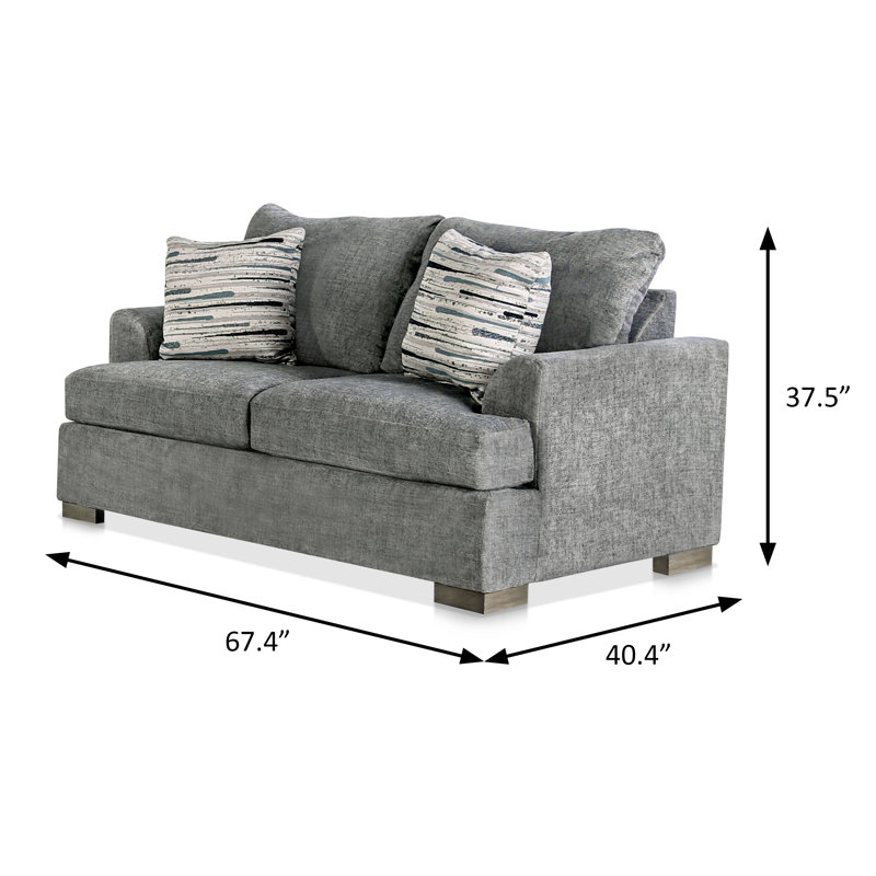 Causeuse transitionnelle l 67,4 po, gris, Gris