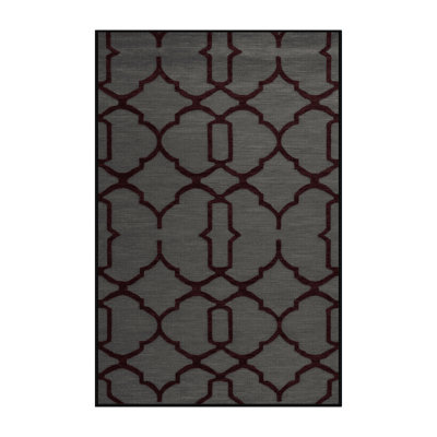 Machine Washable Trellis Black Area Rug