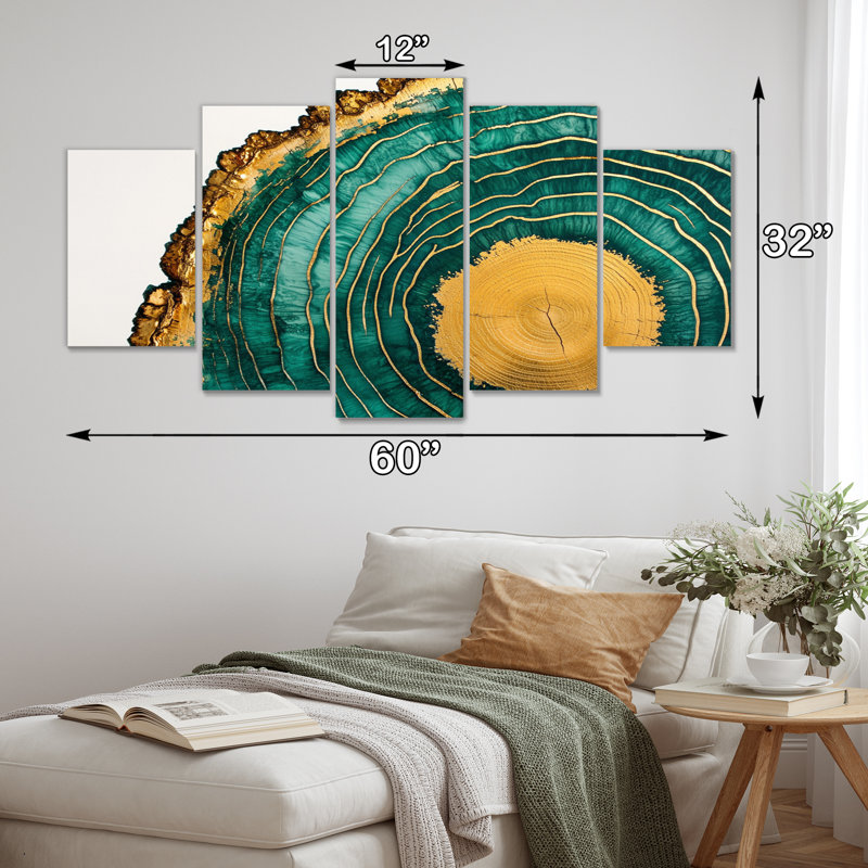 Émeraude et rivière de cristal sur glissade en bois III - cristaux - art mural traditionnel