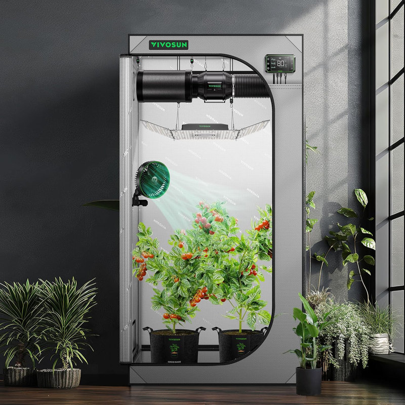 Tente de culture grise Mylar pour plantes hydroponiques, H 72 po x L 36 po x P 36 po