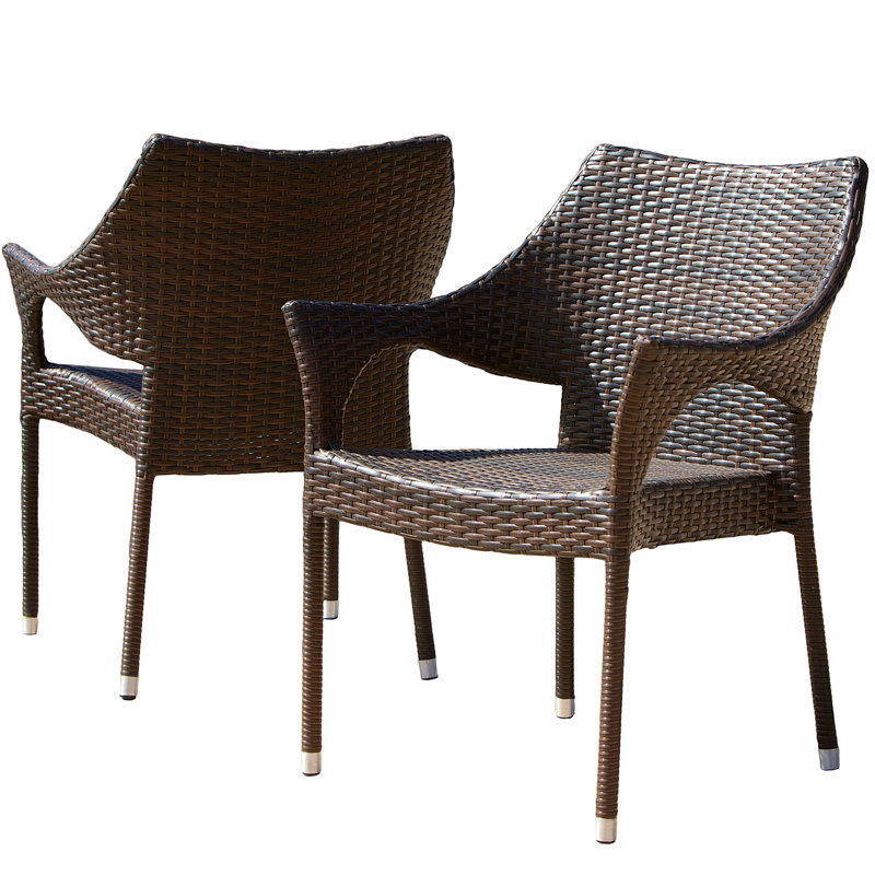 Chaise avec accoudoirs de patio Danna, Brun