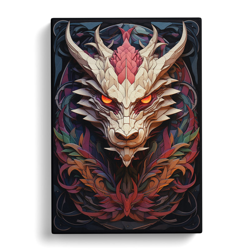 Dragon Geometric No.2 - Print on Canvas, 76cm H x 50cm W x 3cm D