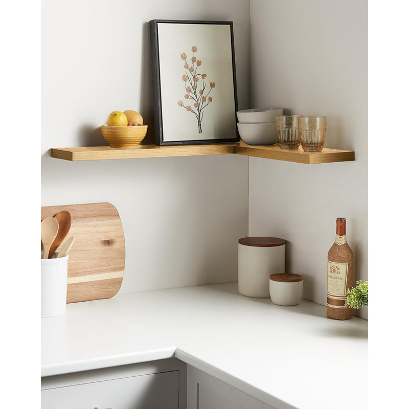 Ensemble de 2 tablettes flottantes en chêne rustique - 22,5 po pour la salle de bain, la chambre à coucher, le salon et la cuisine