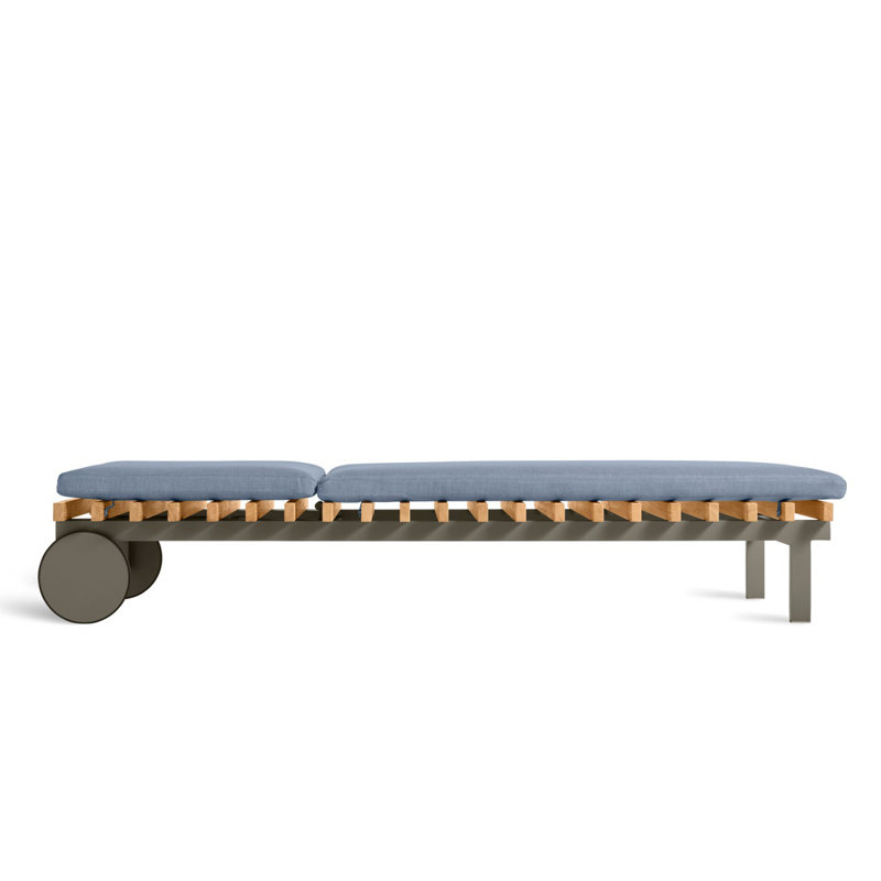 Perch Outdoor Teak Chaise Lounge, Toohey Charcoal, Charcoal