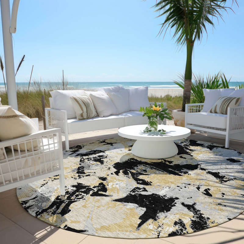 Malek Indoor/Outdoor Area Rug with Non-Slip Backing, Round 8'
