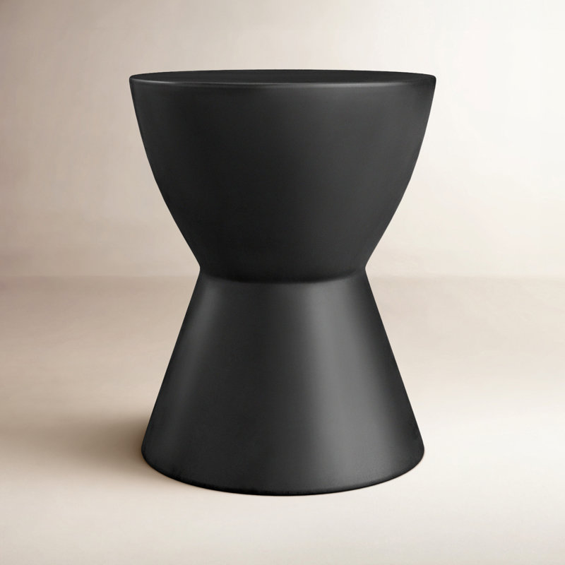Perse Concrete Top End Table - Black, Black
