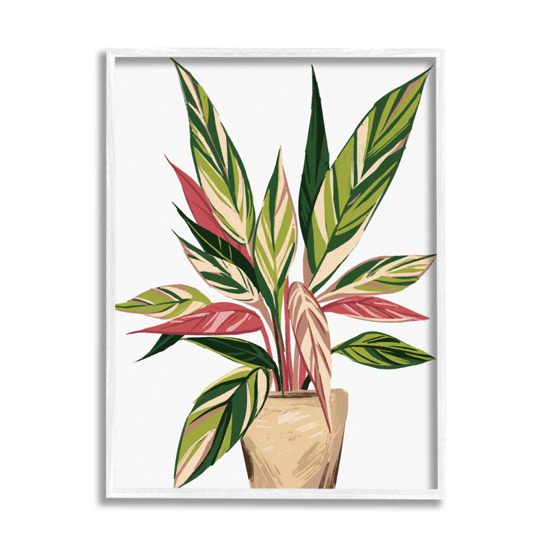 Art moderne de giclée de feuilles de plante moderne en pot par Ziwei Li, H 14 po x l 11 po x P 1,5 po