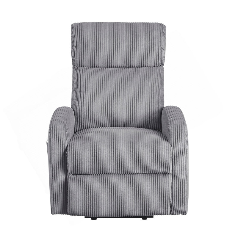 Contemporary Power Lift Chair Recliner 1Pc Dark Gray Plush Corduroy Upholstery Comfort Side Pocket Plywood Living Room Furniture