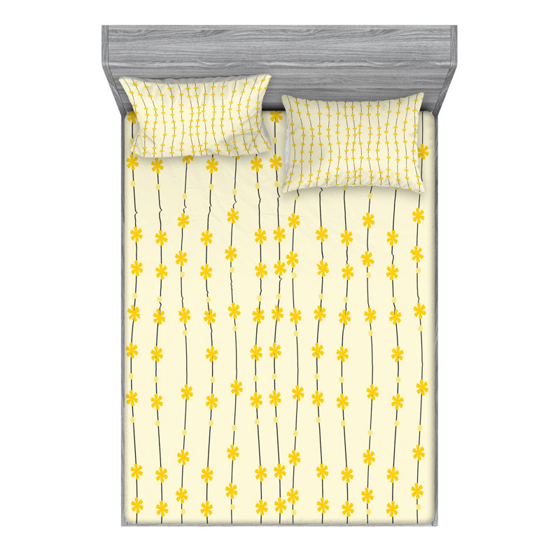 Microfiber Floral Sheet Set, Queen Sheet Set with Fitted Sheet
