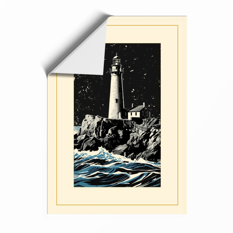 Lighthouse Beacon Coastal - Framed Print, A4 - 29.7 x 21.0 cm, Unframed