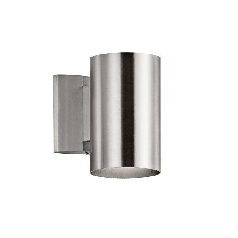 Deerfin Outdoor Wall Sconce, Brushed Aluminum, 7" H x 4.75" W