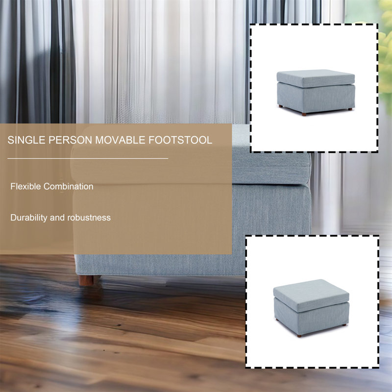 Repose-pieds Demichael, 100 % lin bleu clair