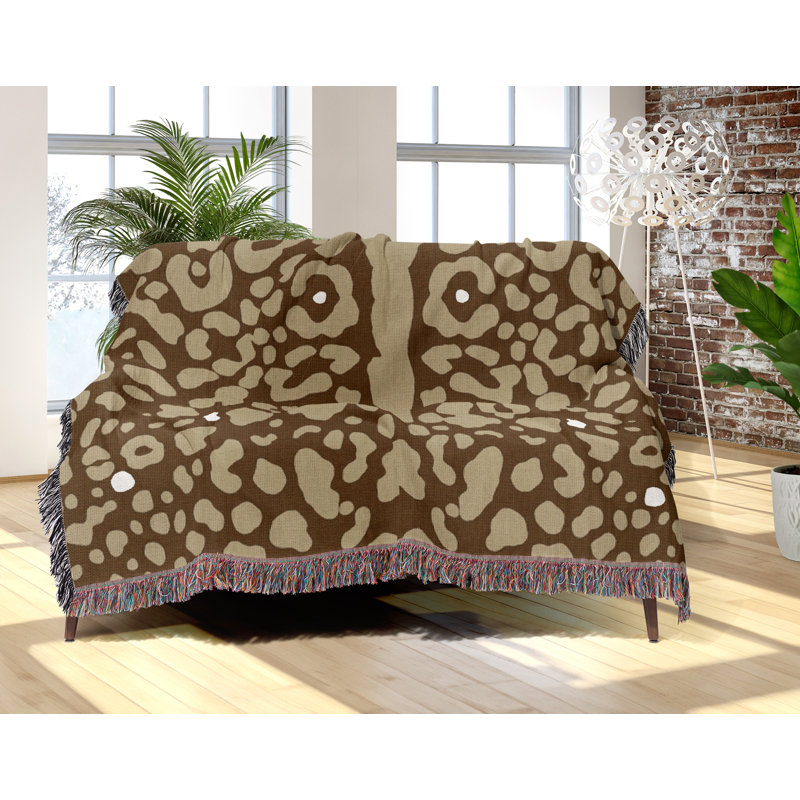 Jeté en coton Cheetah, Beige Brun, 50 x 60