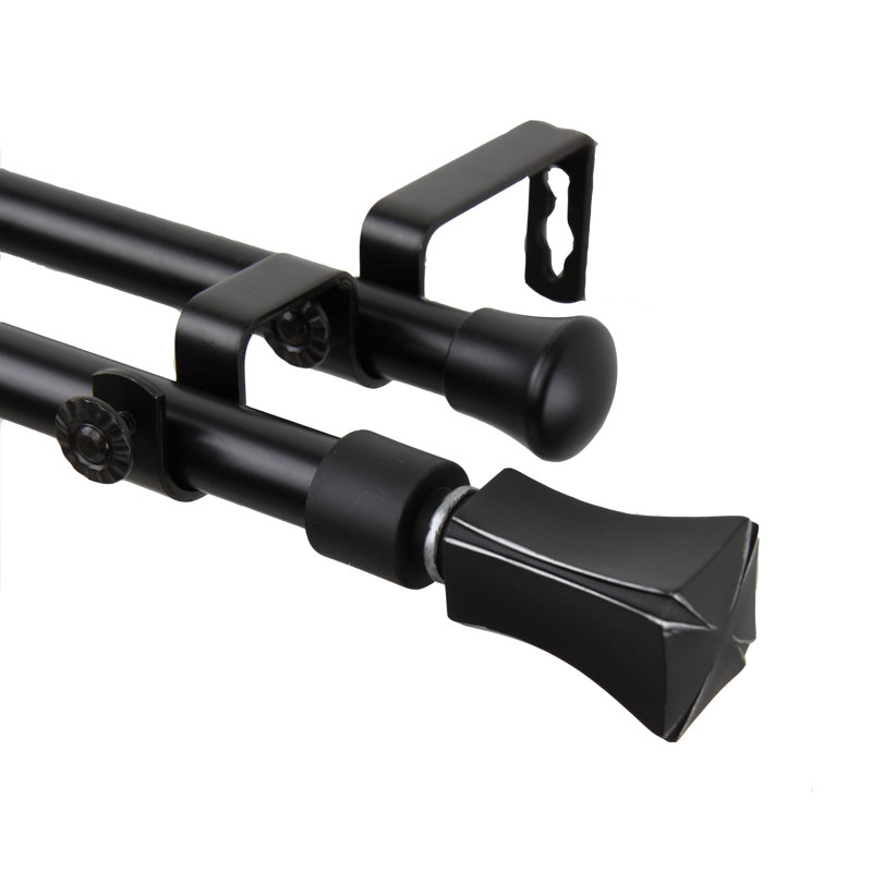 Double tringle à rideaux, 120 à 170 po, Noir