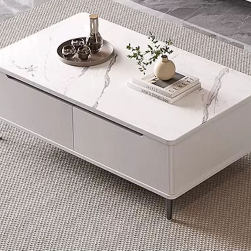 Grande table basse d'angle sécurisée, Blanc, H 17,72 po x L 39,37 po x l 19,69 po