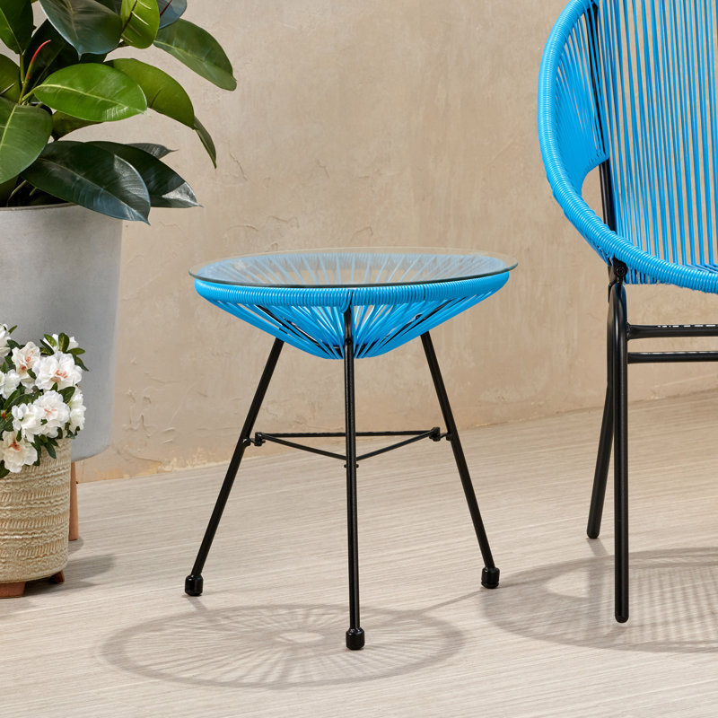Table d'appoint d'extérieur pour patio, Bleu