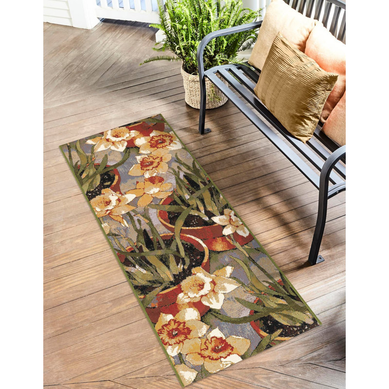  Tapis botanique d'extérieur Verdure, Tapis de couloir 2 pi x 6 pi 1 po