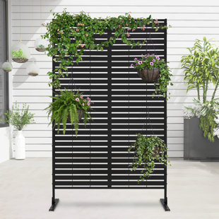 Outdoor Metal Privacy Screen ,Weather-Resistant Freestanding Panel With Stand, Durable Steel For Patio, Garden