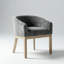 Chaise de salle à manger demi-tonneau Mid-Century