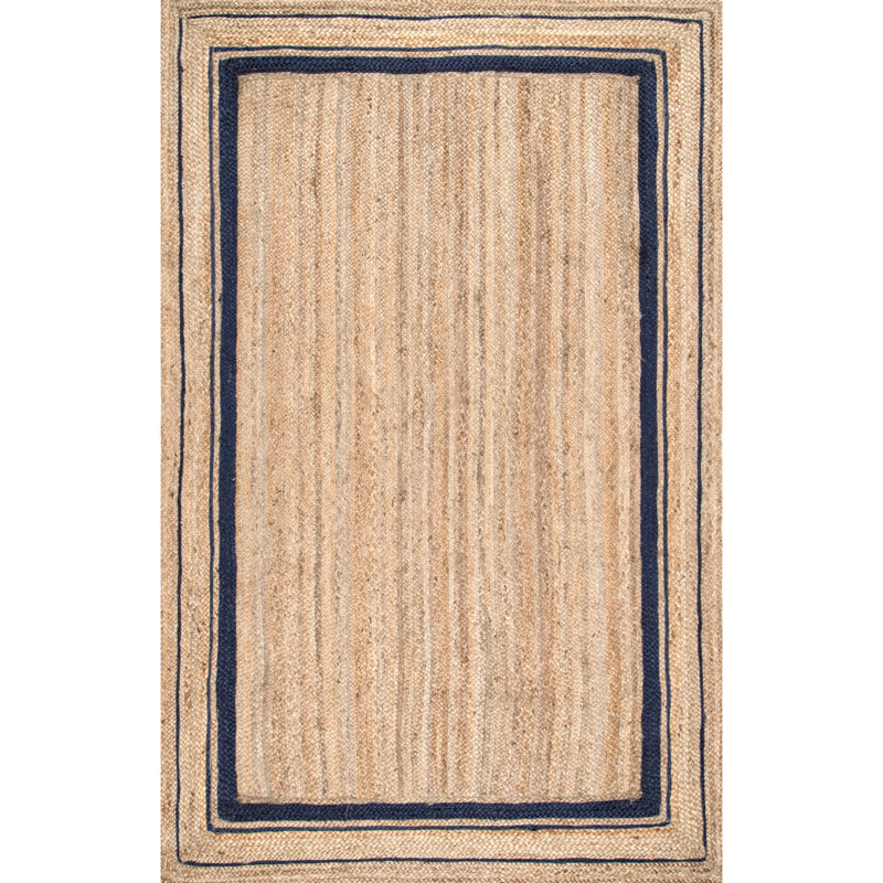 Tapis brun / bleu marine en jute tissé à la machine Speight, Rectangle 6 pi x 9 pi