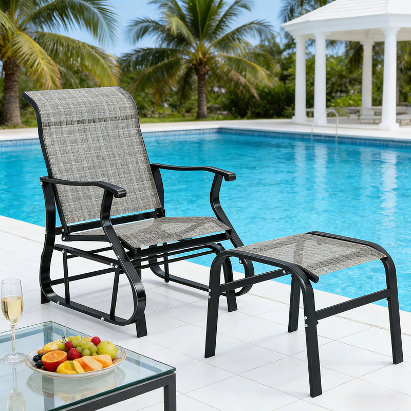 High Back Glider Chair Set,Outdoor Glider, Gray