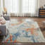 Tapis bleu / ivoire / orange en laine tissé à la machine Bergetta-562208948