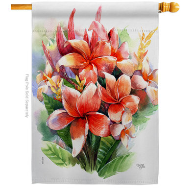 Drapeau chaud 40 po x 28 po Bouquet de plumeria chaud en polyester