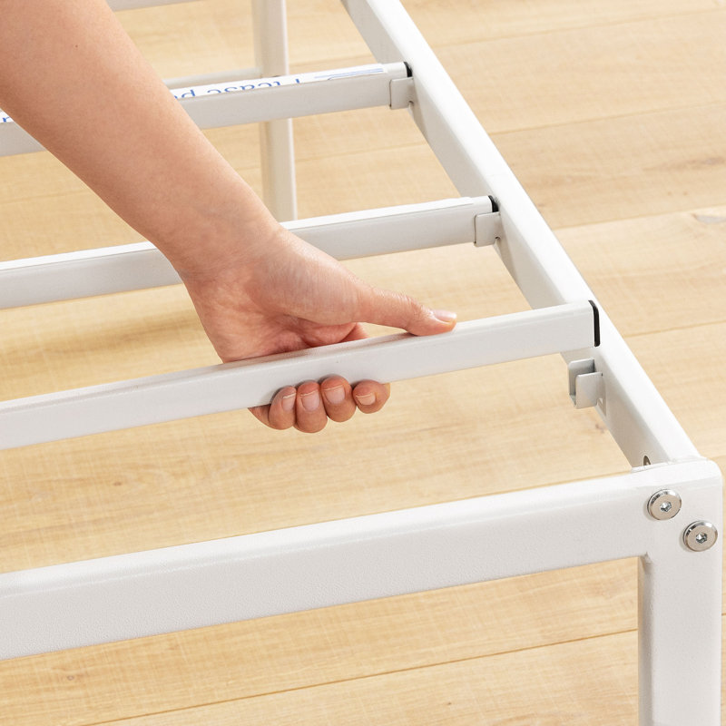 Lit plateforme en acier 16 po Messancy, Simple, Blanc