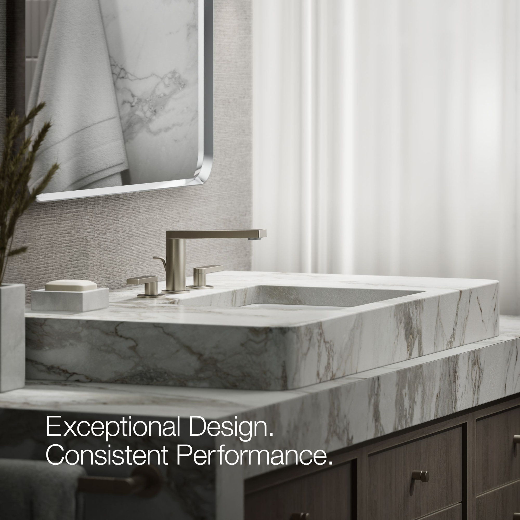 Composed Widespread Bathroom Faucet with Drain Assembly, Brushed Nickel
