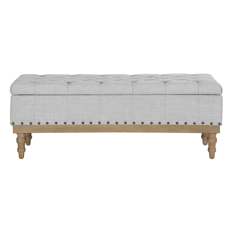 Coleene Polyester Blend Upholstered Storage Bench, Dove Gray