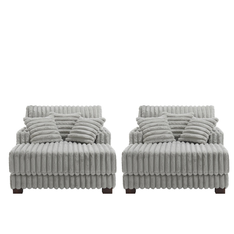 Upholstered Chaise Lounge, Light Grey